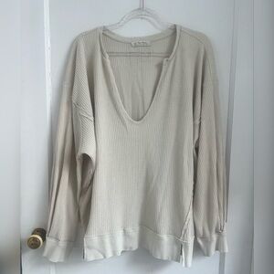 Free People Buttercup Cream Oversized Long Sleeve Thermal Top Size M